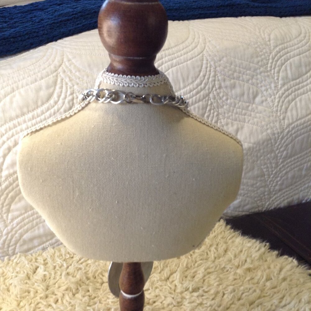 VTG Aluminum Emerson Floral Pendant MCM Modern Post War Jewelry Collectible Chic - Picture 3 of 4